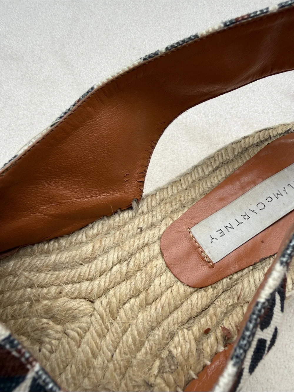 Stella McCartney Brown and White Leopard Espadrille Slides